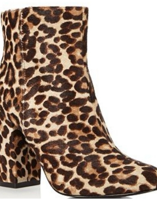 Charles David Shoes - Charles David Leopard Print Block Heel Ankle Boots - Brown/Tan - Size: 9